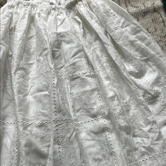 ELSA White Eyelet Panel A-Line Midi Skirt - Picture 4 of 11